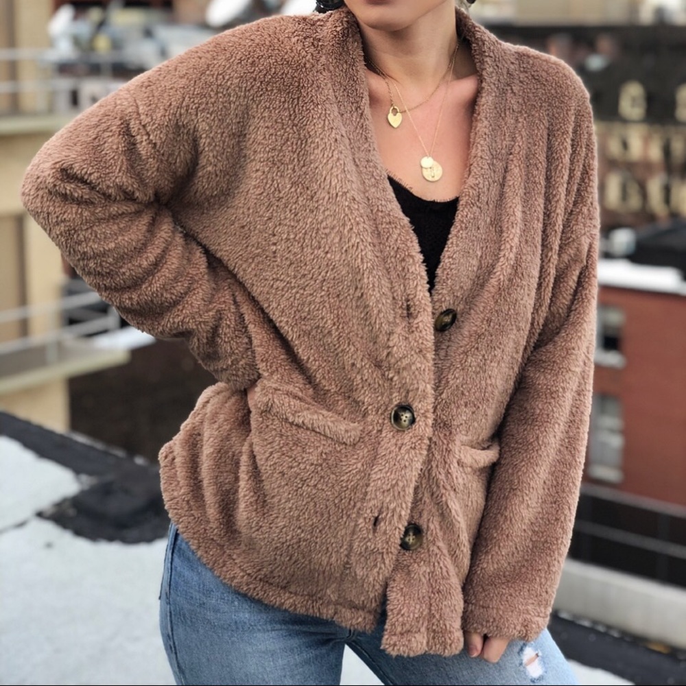 Arabella Taupe Teddy Cardigan - Picture 2 of 7